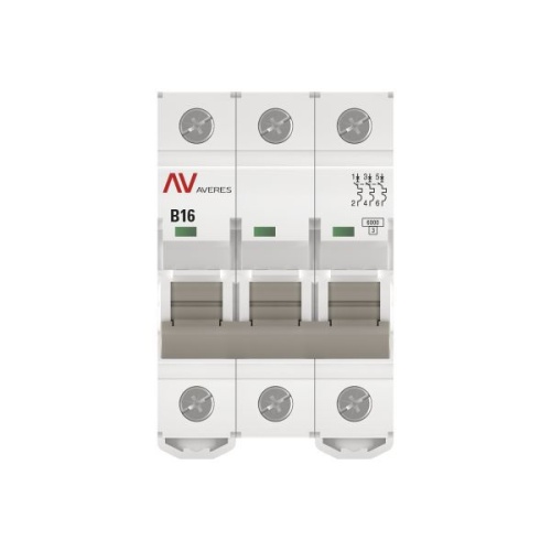Выключатель автоматический модульный 3п B 16А 6кА AV-6 AVERES EKF mcb6-3-16B-av фото 3