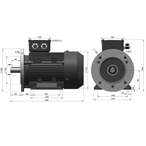 Эл.двигатель ESQ PR 90 L2 GST-Б1-S12-IE2 3/3000 IM 2081
