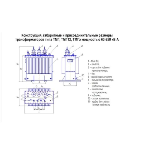 Трансформатор ТМГ12-250/10/0.4 У/Zн-11 У1 ЭЛЕКТРОЩИТ Чехов фото 2