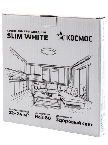 Светильник светодиодный SLIM WHITE 48Вт 4500К IP40 3480лм 230В 500х25мм КОСМОС KSlim48w_W4500K фото 3