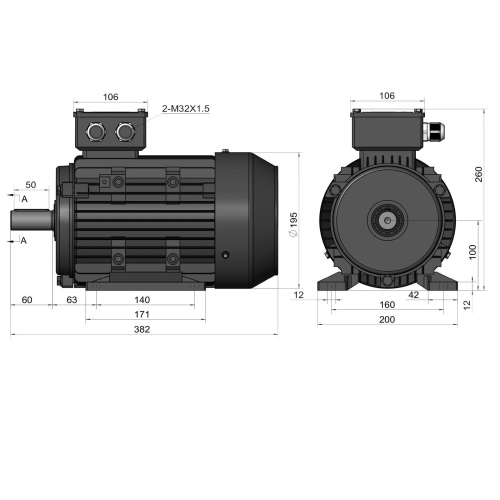 Эл.двигатель ESQ PR 100 S2 GST-Б1-S12-IE2 4/3000 IM 1081