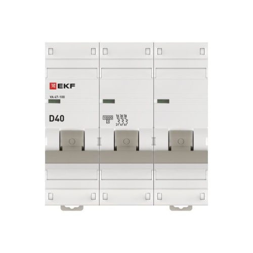 Выключатель автоматический модульный 3п D 40А 10кА ВА 47-100 PROxima EKF mcb47100-3-40D-pro фото 4
