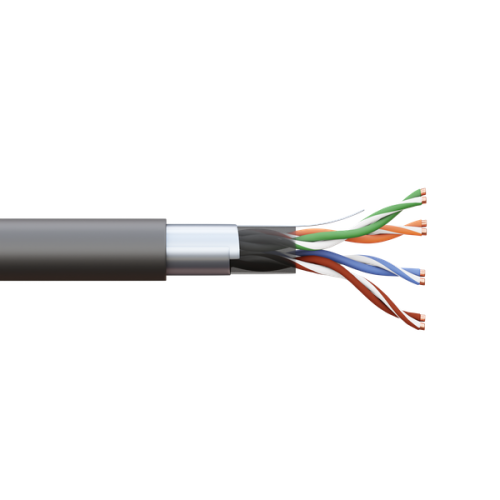 Кабель витая пара F/UTP кат.5E 4 пары 24 AWG solid внешн. LDPE черн. (м) TERACOM PRO EKF TRP-5EFTP-04PE-BK-OUT3 фото 2