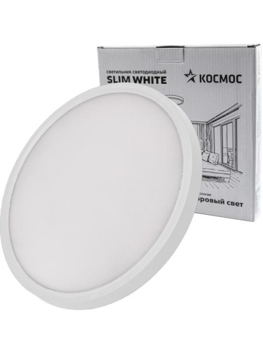 Светильник светодиодный SLIM WHITE 38Вт 6500К IP40 2700лм 230В 400х25мм КОСМОС KSlim38w_W6500K