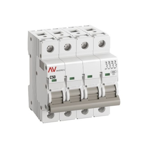 Выключатель автоматический модульный 4п C 50А 6кА AV-6 AVERES EKF mcb6-4-50C-av фото 4