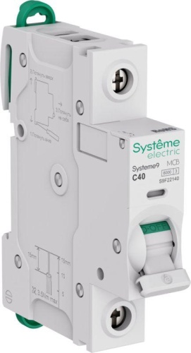 Выключатель автоматический 1п C 40А 6кА Systeme9 230В SE S9F22140